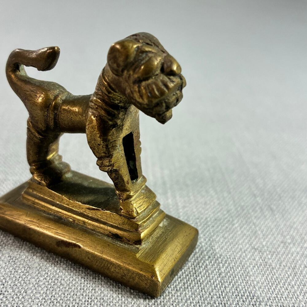 Vintage Solid Brass Schnauzer Dog Figurine Paperweight Miniature 2" Decor